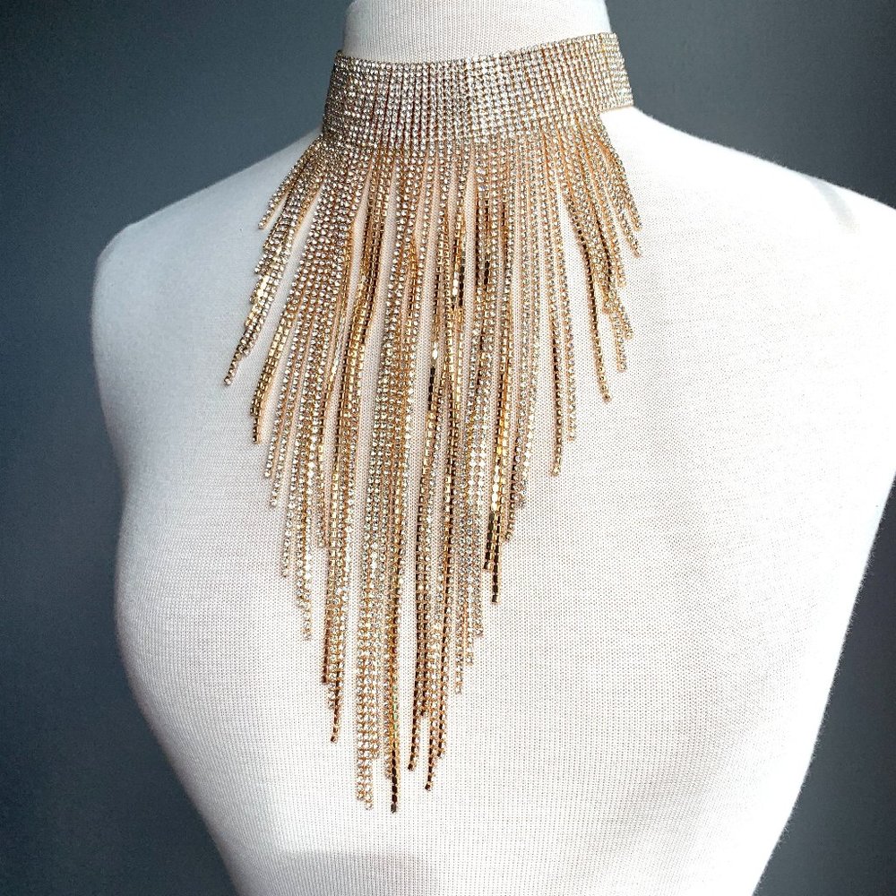 NEW ~ Anthropologie Crystal Waterfall Choker Necklace